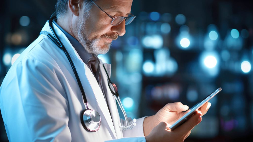 Doctor looking at Halo Screen